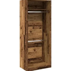 vidaXL Skåp>Garderob åldrat trä 80x50x200 cm konstruerat trä