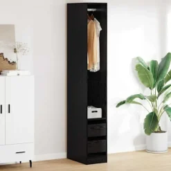 vidaXL Skåp>Garderob med låda Svart Ek 50 x 30 x 200 cm Konstruerat trä