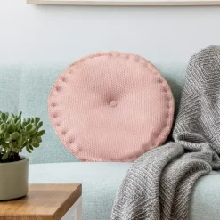 Sittpuffar>Golvkudde, Rund Hängande Tvättbar Mjuk Mesh Sittdyna, Stolsdynor, för Golv, Stol, Soffa, Säng, Kontor 40 * 40cm (Rosa)