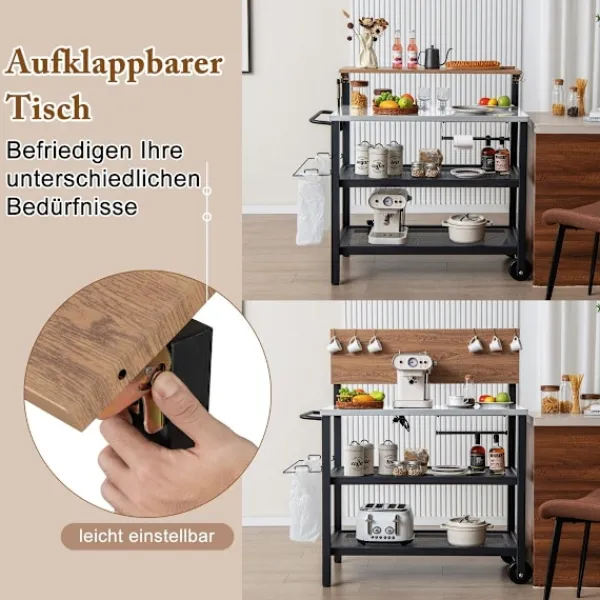 Northix Köksö>Grillvagn med fällbord & krokar & handdukshållare & soppåshållare grillbord