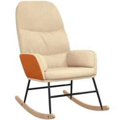 vidaXL Fåtöljer>Gungstol gräddvit tyg