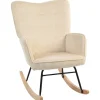 Northio Fåtöljer>Gungstol, gungstol med sladdlook, armstöd, fåtölj med träskenor, relaxstol för vardagsrum, sovrum, beige