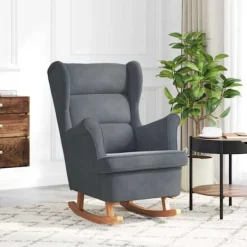 vidaXL Fåtöljer>Gungstol med kudde Mörkgrå 92 x 71 x 100 cm Plywood