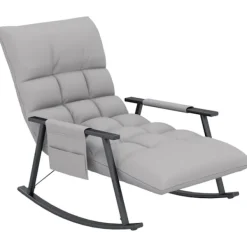 Northio Fåtöljer>Gungstol Relax Stol Fotstöd Gungstol Sidoficka Justerbart Ryggstöd Upp Till 120 Kg Mikrofibergrå