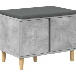 vidaXL Balkongmöbler>Hallbänk med kudde med lagring Betonggrå 60 x 38 x 46 cm