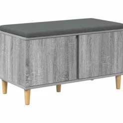 vidaXL Balkongmöbler>Hallbänk med kudde med lagring Grå Sonoma 60 x 38 x 46 cm