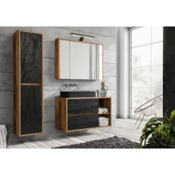 HAMPTON Skåp>BETONG 824 -100BL Skåp p.um 2S uni. / Skåp uw 2Dr uni. 100CM / CU-COC-834012 FSC BLANDNING 70% - 5907611649886