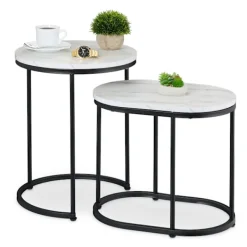 Northix Soffbord>Häckningsbord i marmorlook – set om 2, vardagsrum