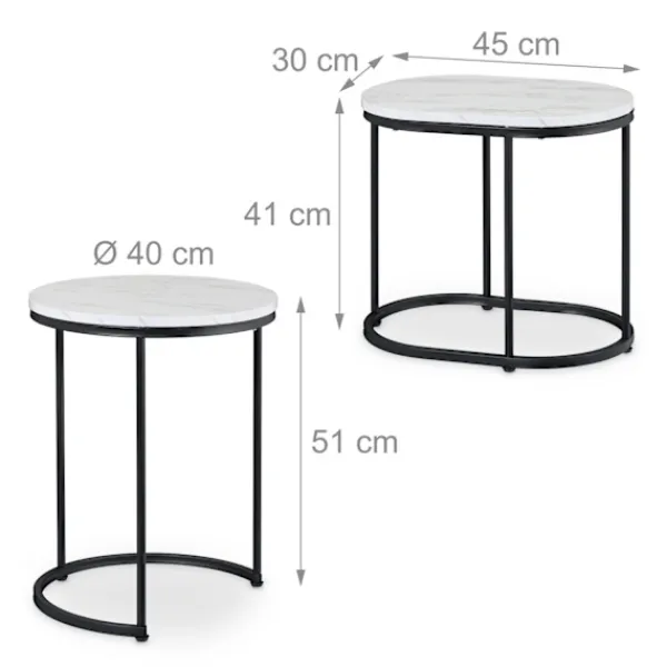 Northix Soffbord>Häckningsbord i marmorlook – set om 2, vardagsrum