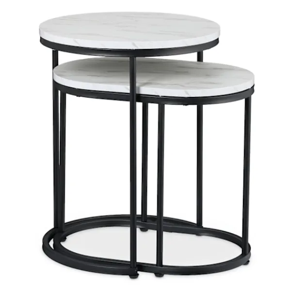 Northix Soffbord>Häckningsbord i marmorlook – set om 2, vardagsrum
