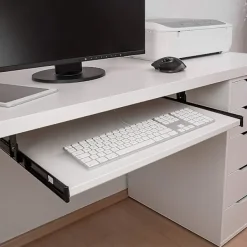 Kontorsmöbler>Helt utdragbara teleskopskenor för montering under bord - Justerbar styrskena för tangentbordslåda - Tangentbordsbricka - Tangentbord under skrivbord | Fyndiq