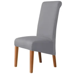 ATELA Stolar>Hög rygg Stolöverdrag Stretch Spandex Tyg Cover Cover för Hem Matsal Kök Bankett Hotell Vin 2 stycken (grå)