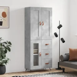 vidaXL Skåp>Högskåp betonggrå 69,5x34x180 cm konstruerat trä