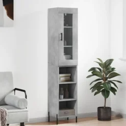 vidaXL Skåp>Högskåp betonggrå 34,5x34x180 cm konstruerat trä