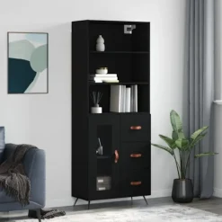vidaXL Skåp>Högskåp svart 69,5x34x180 cm konstruerat trä