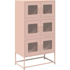 vidaXL Skåp>Highboard rosa 68x39x123 cm stål