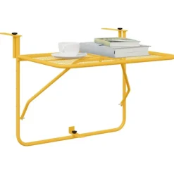vidaXL Balkongmöbler>Hängande Balkongbord Senapsgul 60 x 39 x 65 cm Stål