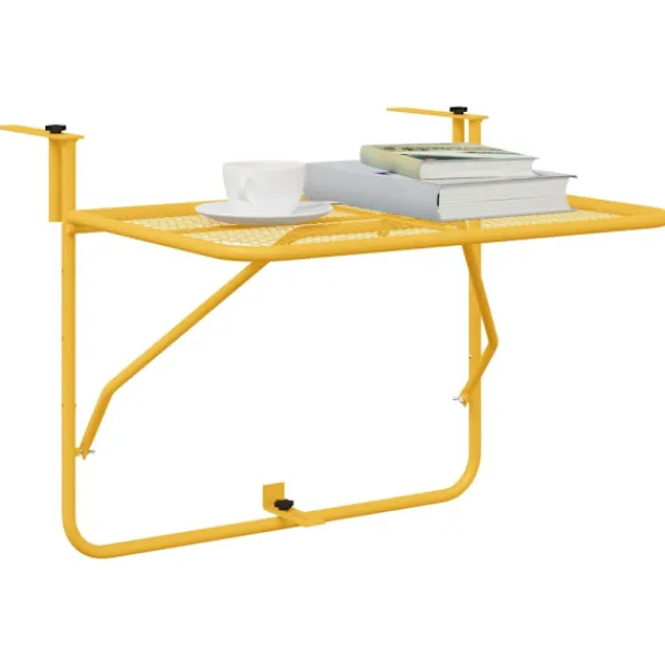 vidaXL Balkongmöbler>Hängande Balkongbord Senapsgul 60 x 39 x 65 cm Stål