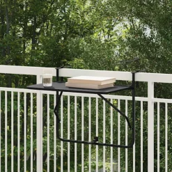 vidaXL Balkongmöbler>Hängande Balkongbord Svart 60 x 39 x 65 cm Stål