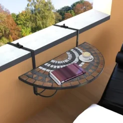vidaXL Balkongmöbler>Hängande balkongbord terrakotta och vit mosaik