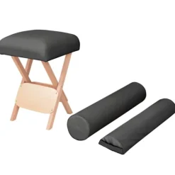 vidaXL Pallar>Hopfällbar massagepall 12 cm tjock sits och 2 bolster svart