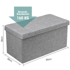 Northix Kistor & Koffertar>Hopfällbar ottomansk förvaringsbänk med vadderad sits, ljusgrå