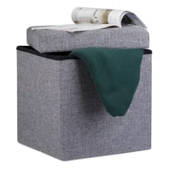 B2X Sittpuffar>Hopfällbar pall med förvaring av linnetyg