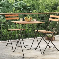 vidaXL Balkongmöbler>Hopfällbart cafébord 55x54x71 cm massiv teak och stål