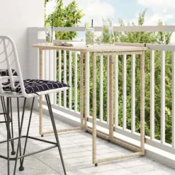 vidaXL Balkongmöbler>hopfällbart trädgårdsbord beige 90x51x75 cm konstrotting