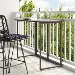 vidaXL Balkongmöbler>Hopfällbart trädgårdsbord brun 90x51x75 cm konstrotting