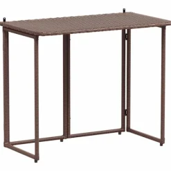 vidaXL Balkongmöbler>Hopfällbart trädgårdsbord brun 90x51x75 cm konstrotting