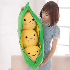 DAO Sittsäckar>Härlig ärtbönaformad plyschsäckstol med 3 leende bönor Mjuk kudde Hem DB 25cm