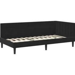 vidaXL Soffor>Hörn Sängram med huvudgavel Svart 90 cm x 200 cm Sammet
