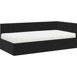 vidaXL Soffor>Hörn Sängram med Madrass med madrass 2 pcs Svart Sammet