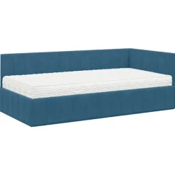 vidaXL Soffor>Hörn Sängram med Madrass med madrass 2 pcs Blå Sammet