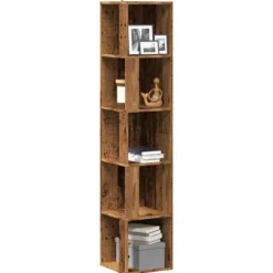vidaXL Hyllor>Hörnskåp åldrat trä 33x33x165 cm konstruerat trä