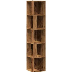 vidaXL Hyllor>Hörnskåp åldrat trä 33x33x165 cm konstruerat trä