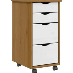 vidaXL Byråer>Hurts med hjul MOSS honungsbrun massiv furu