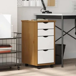 vidaXL Byråer>Hurts med hjul MOSS honungsbrun massiv furu