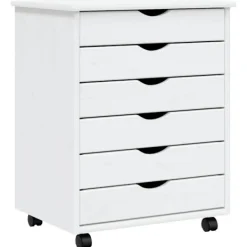 vidaXL Kontorsmöbler>Hurts med hjul MOSS vit massiv furu