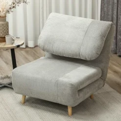 Northio Soffor>2-i-1 bäddsoffa, stolsäng, justerbar hopfällbar madrass, gästsäng i manchesterlook, för sovrum, vardagsrum, grå 82 x 89 x 83 cm