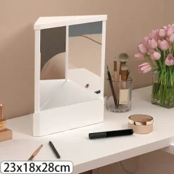 Sminkbord>Icke-vändande spegel Sann bildreflektion Stabil bas Spegelgåva Kompatibel med kvinnor Vit Stor storlek Large Size