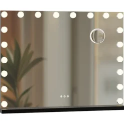 BellaFurn Sminkbord>Illuminated Wall Mirror - Make -Up Mirror - Dimble LEDS & USB -anslutning | Färg: Svart | Innehåll: Med Bluetooth