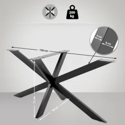 BellaFurn Matbord>Industriella bordsben - Bas - Robust stål med golv Glijders | Storlek: l | Färg: Svart