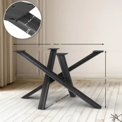 BellaFurn Matbord>Industriella bordsben - Upprätter - Högt pulverbelagt stål, inklusive golvtoppar Färg: Antik svart | Storlek: 120x60x72 cm