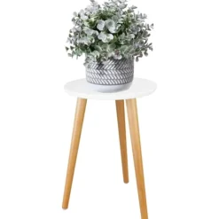 Småbord>Inomhus Växtställning - Träbord för Blomkrukor, Modern Heminredning, 42 x 28cm (Vit)