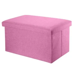 INTIRILIFE Sittpuffar>Fällbar Puff 78x38x38 cm i CERISIER – Dekorativ förvaringslåda i tyg med linneutseende, sittpuff och förvaringskista