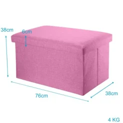 INTIRILIFE Sittpuffar>Fällbar Puff 78x38x38 cm i CERISIER – Dekorativ förvaringslåda i tyg med linneutseende, sittpuff och förvaringskista