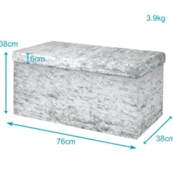 INTIRILIFE Kistor & Koffertar>hopfällbar ottomansk 76x38x38 cm Sammet Grå Dekorativ förvaringslåda med sammetsöverdrag Pall Bröstsäte