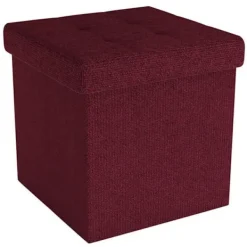 INTIRILIFE Sittpuffar>hopfällbar sittpuff 30x30x30 cm i CHERRY RED - Kubsits med förvaringsutrymme och tygöverdrag med ihålig
